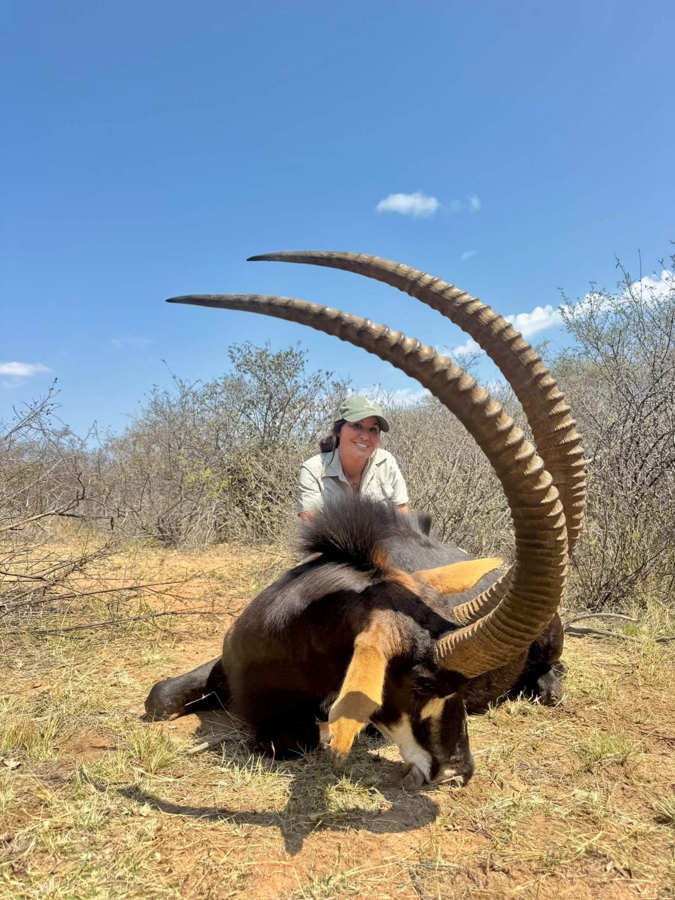 Carmen Wall with her sable at TQ Safaris 101
