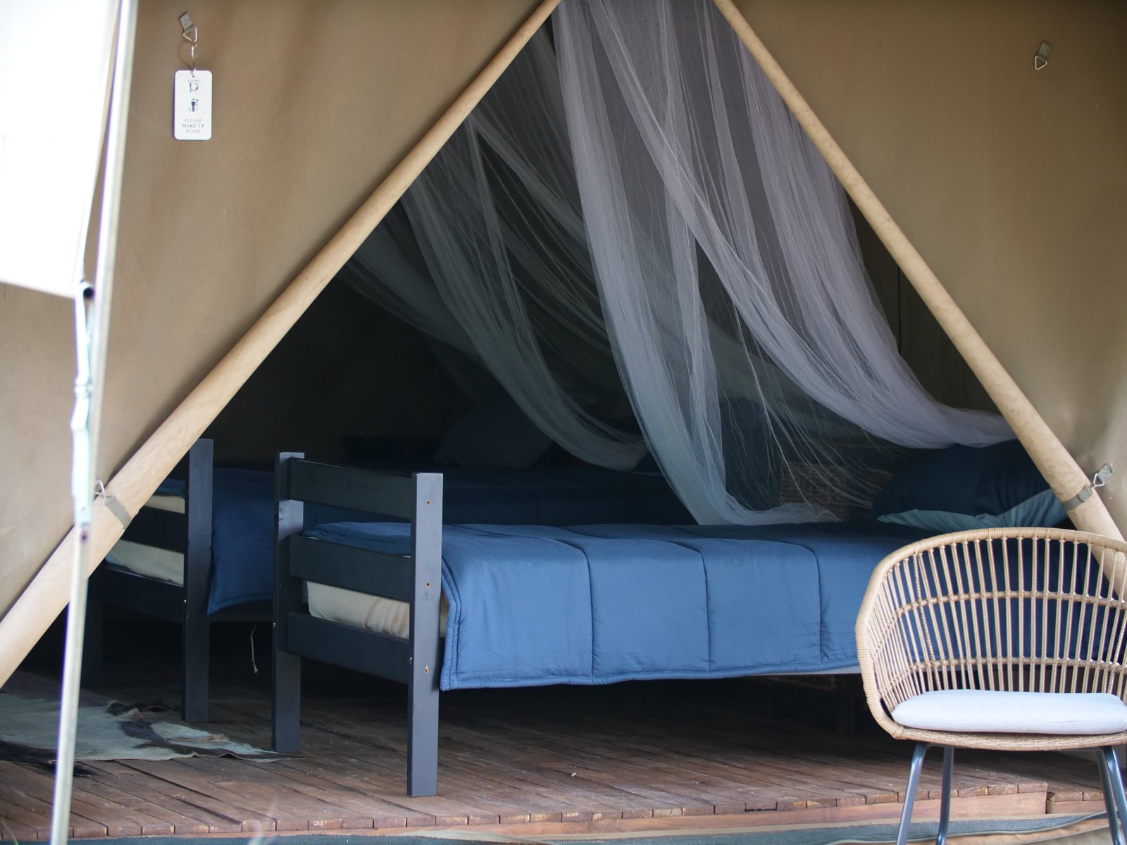 Covered tent entrance and seating
