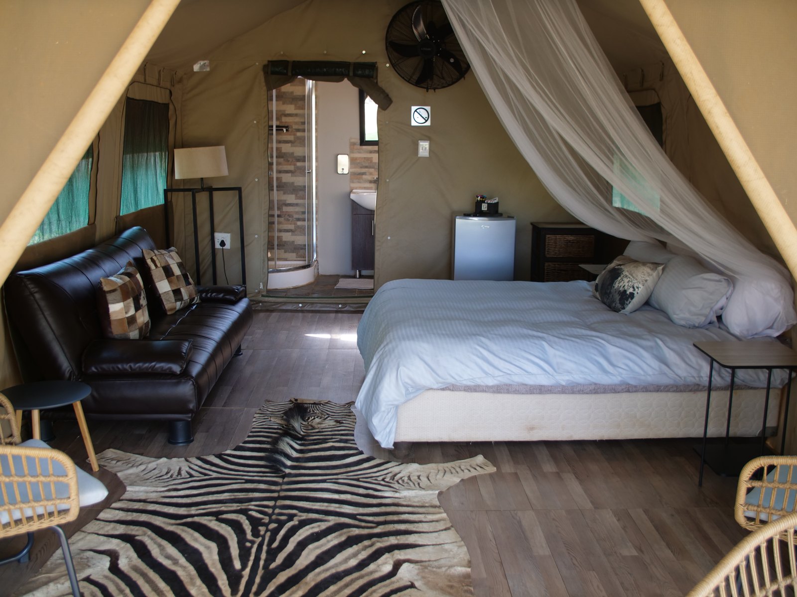 Inside a safari tent