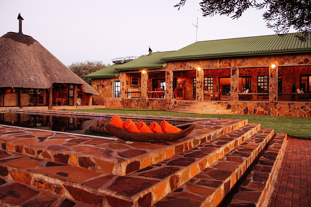 Firepit and lodge terrace